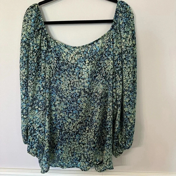 Steve Madden Women’s 3/4 Sleeve Square Neck Black Multi Floral Top Size 2X NWT - Picture 8 of 8